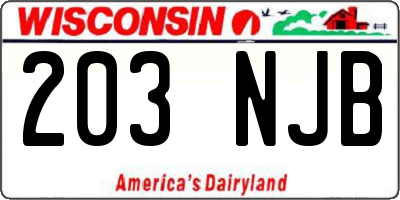 WI license plate 203NJB