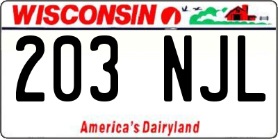 WI license plate 203NJL