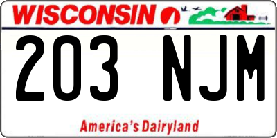 WI license plate 203NJM