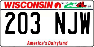 WI license plate 203NJW