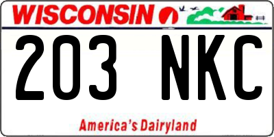 WI license plate 203NKC