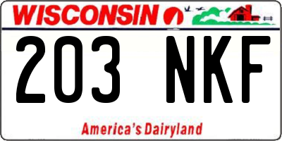 WI license plate 203NKF