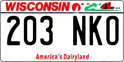 WI license plate 203NKO