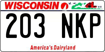 WI license plate 203NKP