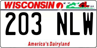 WI license plate 203NLW