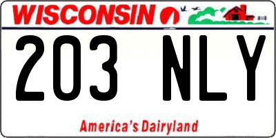 WI license plate 203NLY