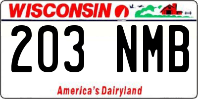 WI license plate 203NMB