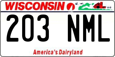 WI license plate 203NML