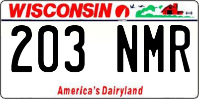 WI license plate 203NMR