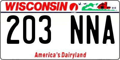 WI license plate 203NNA