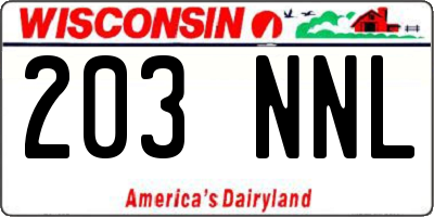 WI license plate 203NNL