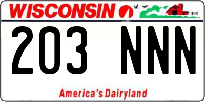 WI license plate 203NNN