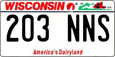 WI license plate 203NNS