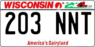 WI license plate 203NNT