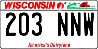 WI license plate 203NNW