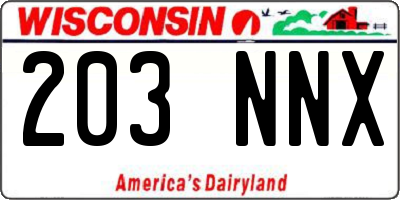 WI license plate 203NNX