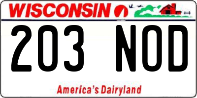 WI license plate 203NOD