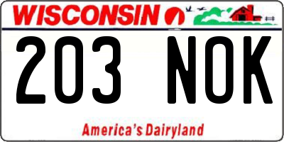 WI license plate 203NOK
