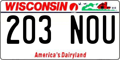 WI license plate 203NOU