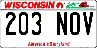 WI license plate 203NOV