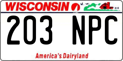 WI license plate 203NPC