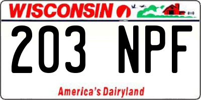 WI license plate 203NPF