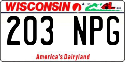 WI license plate 203NPG