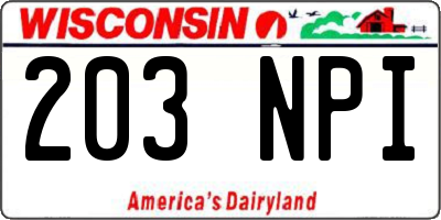 WI license plate 203NPI