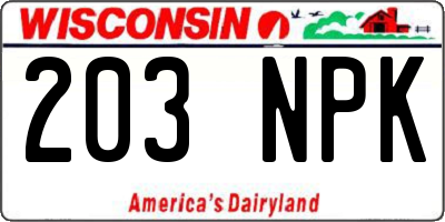 WI license plate 203NPK