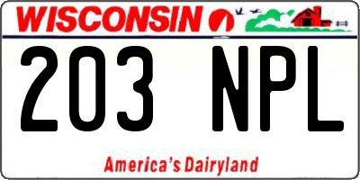 WI license plate 203NPL