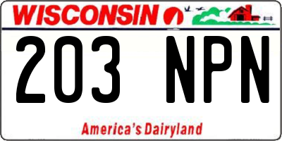 WI license plate 203NPN
