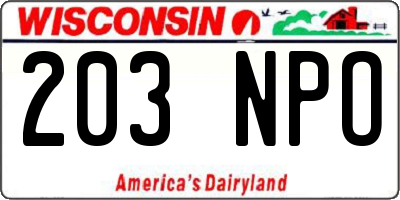 WI license plate 203NPO