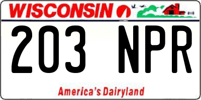 WI license plate 203NPR