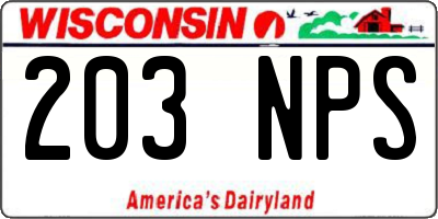 WI license plate 203NPS