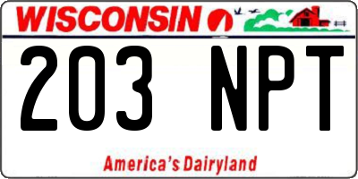 WI license plate 203NPT