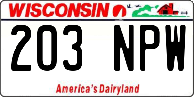 WI license plate 203NPW
