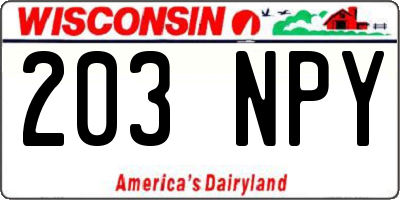 WI license plate 203NPY