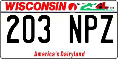 WI license plate 203NPZ