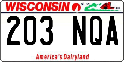 WI license plate 203NQA