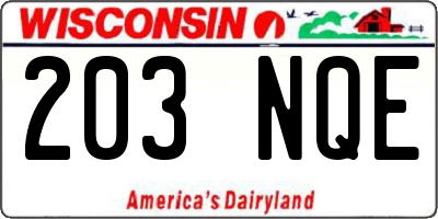 WI license plate 203NQE