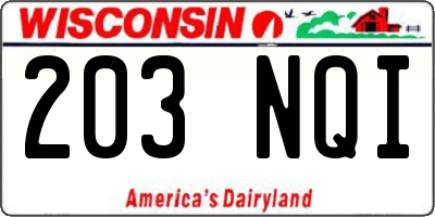 WI license plate 203NQI