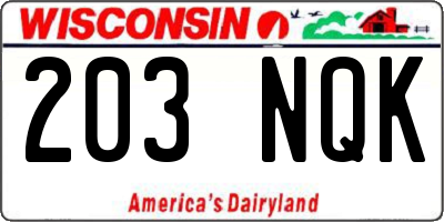 WI license plate 203NQK
