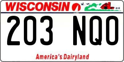 WI license plate 203NQO