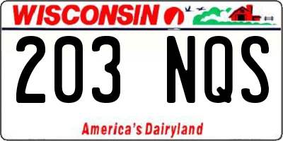 WI license plate 203NQS