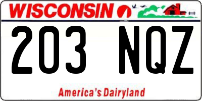 WI license plate 203NQZ