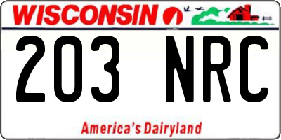 WI license plate 203NRC