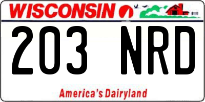 WI license plate 203NRD