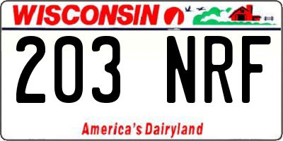 WI license plate 203NRF