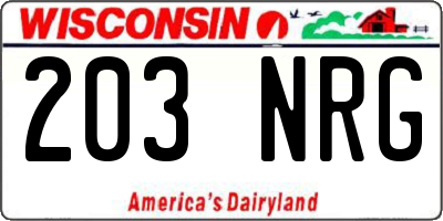 WI license plate 203NRG
