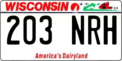 WI license plate 203NRH